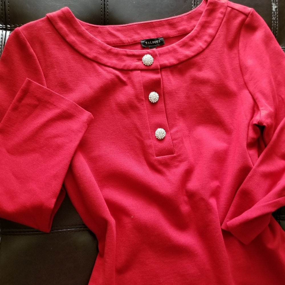 Talbots Crystal Button Top Small - image 1